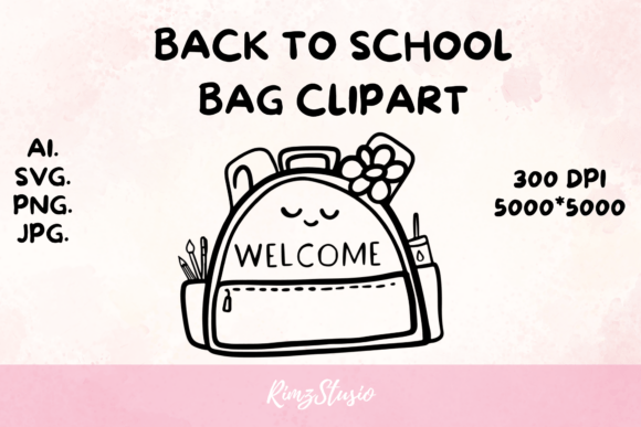 Back to School Bag Welcome Clipart