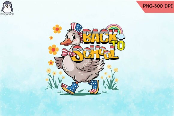 Back to School Cute Goose Subimation PNG