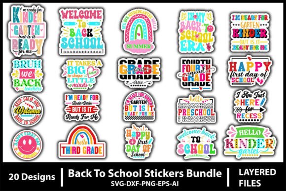 Back to School Stickers Bundle Vol-1: Graphics & T-Shirt Designs