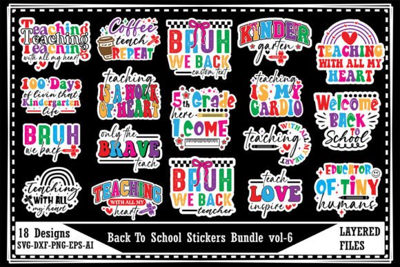 Back to School Stickers Bundle Vol-6: Graphics & T-Shirt Designs