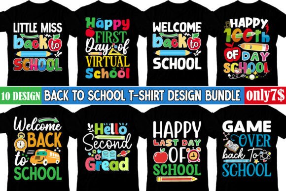 Back to School T-shirt 10 Design Bundle