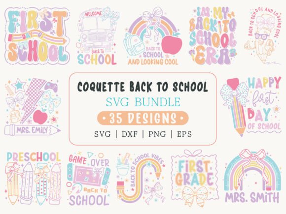 Coquette Back to School SVG Bundle: Graphics and Crafts with a Flair