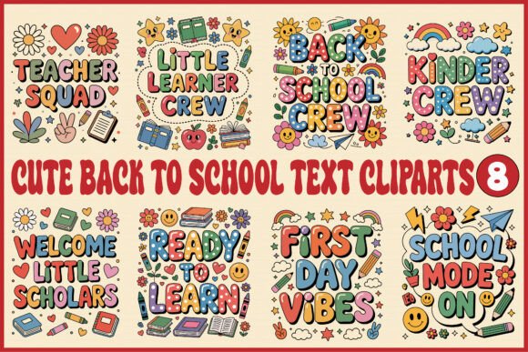 Cute Back to School Text Cliparts: Graphics for Crafts & Content