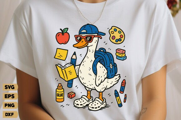 Cute Duck Back to School SVG, Goose Png