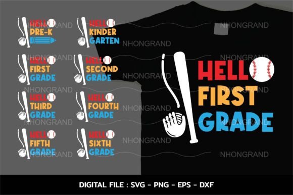 Hello Back to School Baseball Bat Glove Graphics