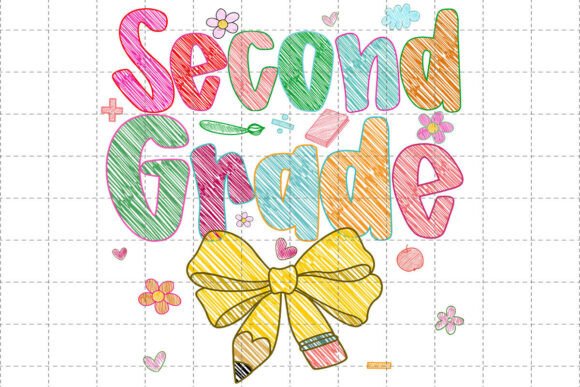 Preppy Back to School Second Grade Png: Graphics for T-Shirt Designs