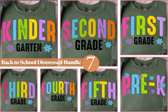 Retro Back to School PNG Neon Distressed Graphics