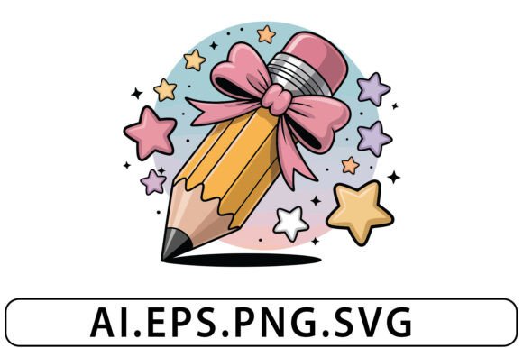 Retro Pencil Bow Back to School Svg Graphics