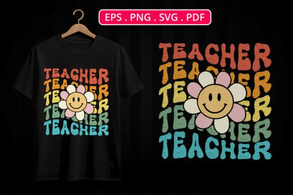 Retro Teacher Back to School T-Shirt Graphics and Print Templates