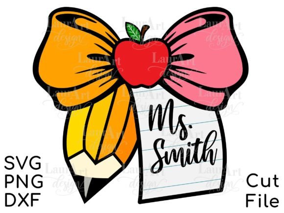 Teacher Bow Pencil Bow Back to School Graphics